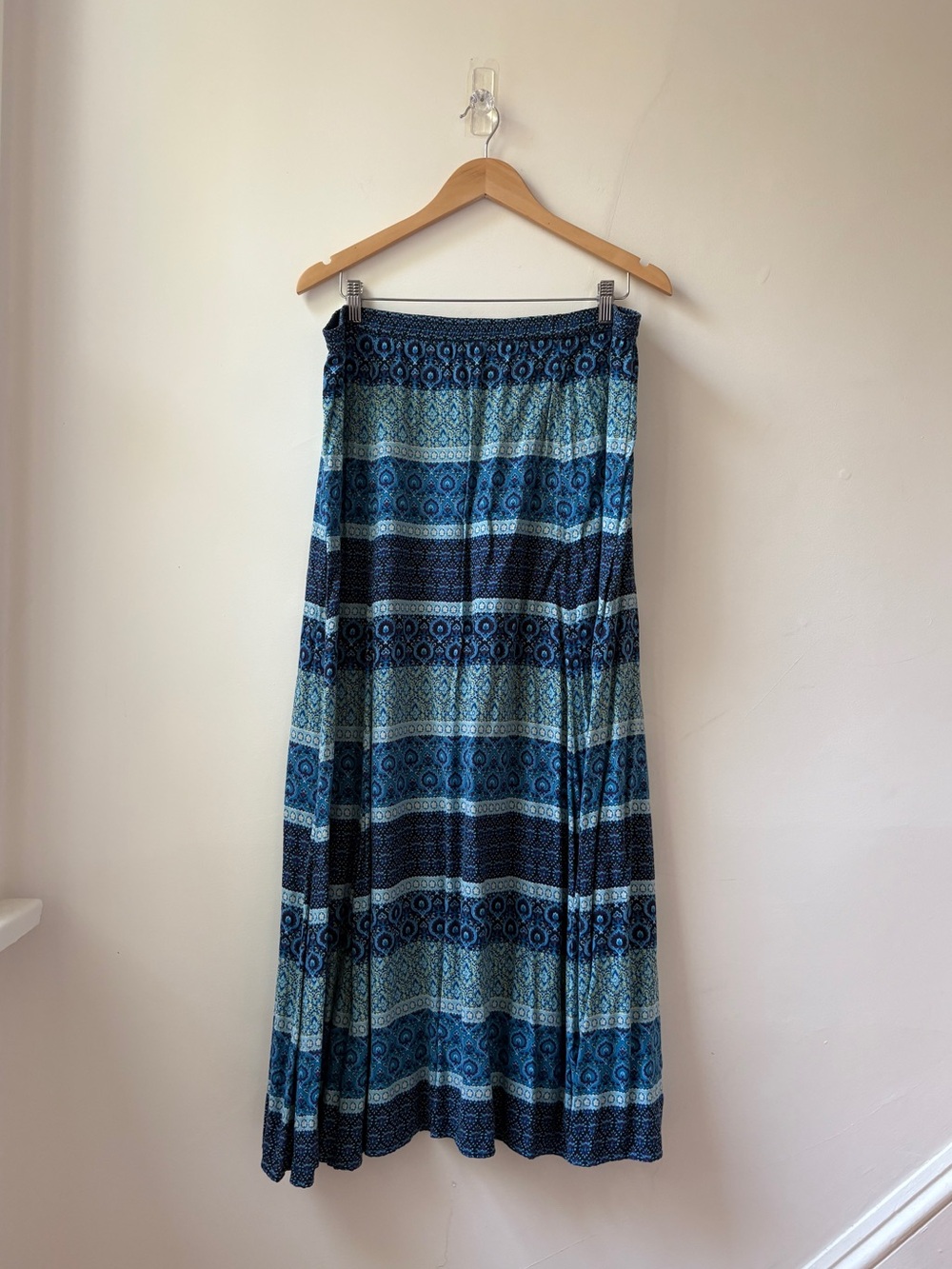 Lord & Taylor Blue Patterned Maxi Skirt - Picture 4 of 8